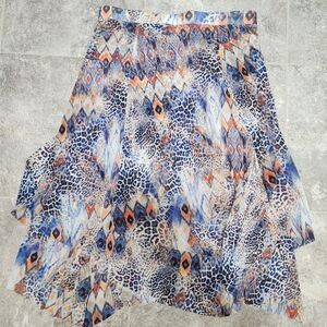 Chico's Cool Animal Diamond Hanky Hem Skirt